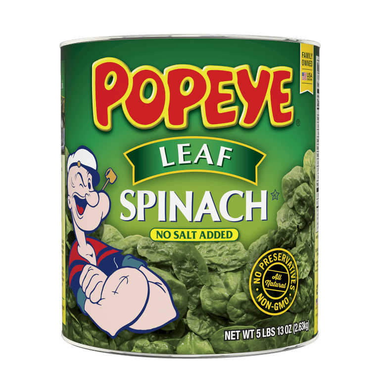 Can of Popeye Leaf Spinach with No Added Salt